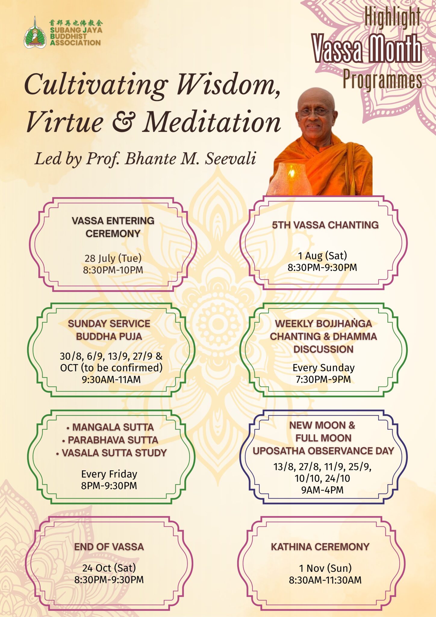 2026 Vassa Month Programmes